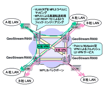 VLAN VPN mapped MPLSによるLayer2 MPLS VPNの実現 GeoStream R900シリーズ